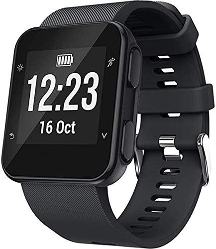 Gosuper Band Compatibel met Garmin Forerunner 35, Soft Silicone Horloge Band Vervangende Band voor Garmin Forerunner 35 Smart Watch, Fit 5.11-9.05 Inch (130mm-230mm) Pols, Garmin Forerunner 35, Zwart
