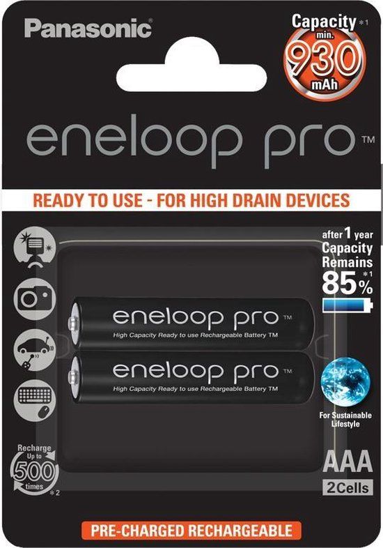 Panasonic Eneloop AAA 930mAh Rechargeable Batteries - 2 Pack