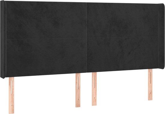 vidaXL Hoofdbord met randen 203x16x118/128 cm fluweel zwart