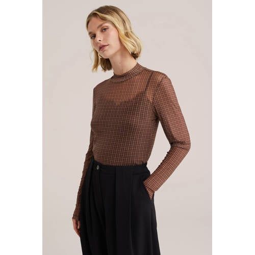 WE Fashion geruite top - bruin