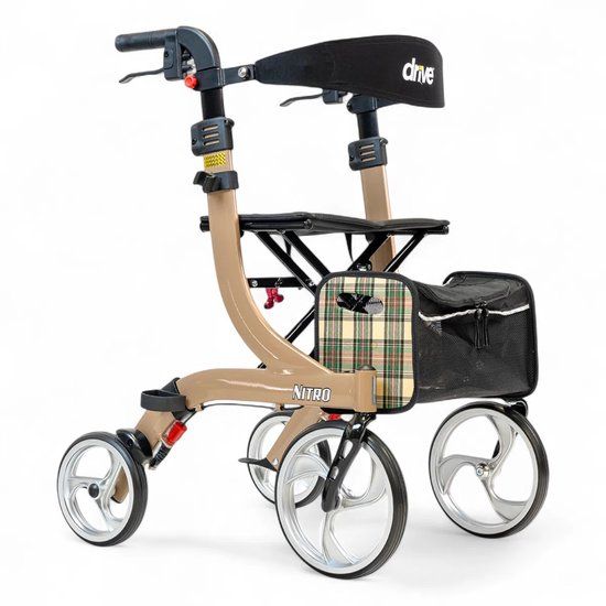 Drive Devilbiss Healthcare Drive Medical Rollator Nitro Small - Champagne - Lightweight - Foldable - 4 Wheels