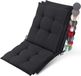 Beautissu Coussin de dossier bas Premium Sun-NL Set de 3 100x50 cm - Résistant aux UV & Coussin de 8 cm d'épaisseur pour chaise de jardin Bandes de fixation antidérapantes Tissu résistant Anthracite Rayé Rouge