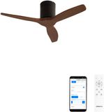 Create Stille 40W Plafondventilator met Technische ABS Bladen - Zwart / Donker Houtlook - S - Geen Licht - WIFI - WIND CALM