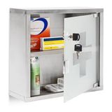 Relaxdays medicijnkastje met slot - RVS - 30 x 30 x 12 cm