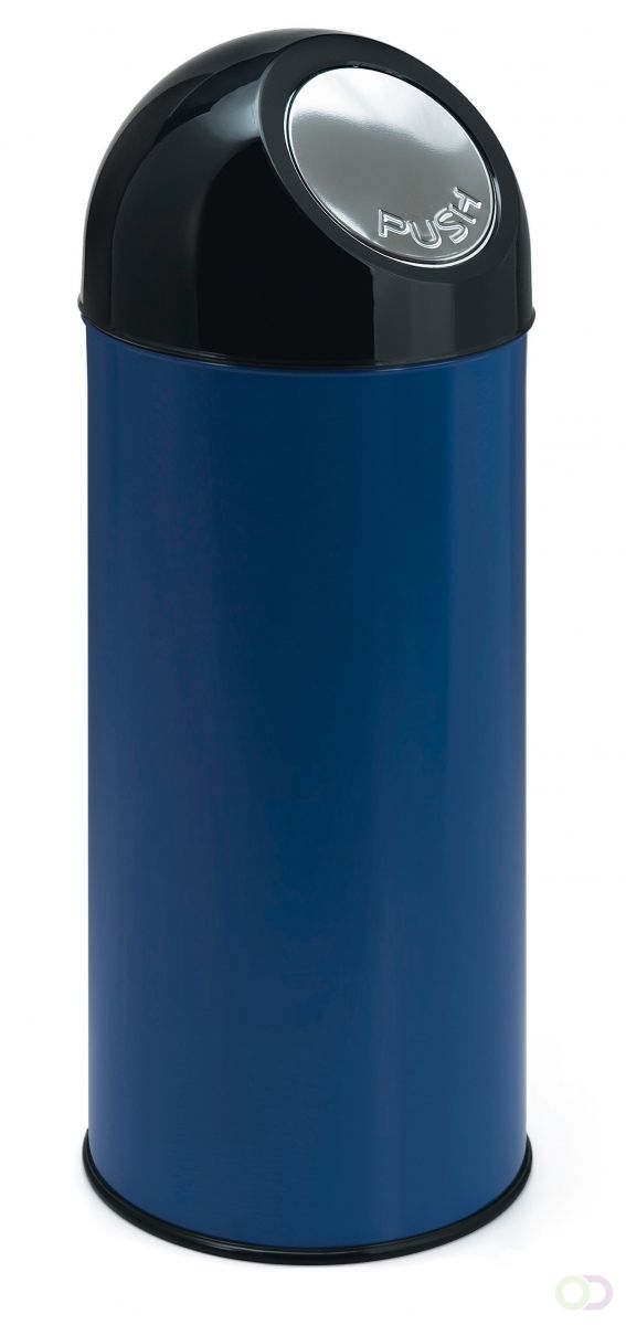 Afvalbak met pushdeksel 55 liter Blauw/Zwart