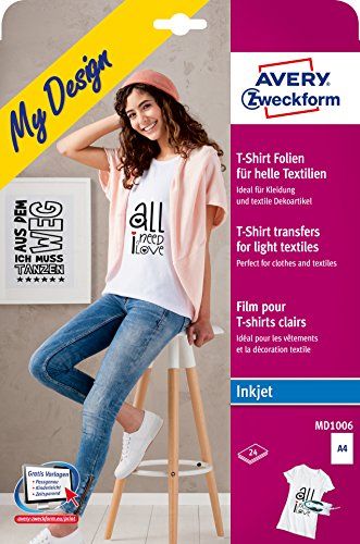 Avery MD1006 Textielfolie - A4 - voor licht textiel - strijkfolie