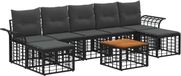 vidaXL Salon d'extérieur 8 pièces Noir et Gris Foncé Polyester