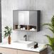 Miroir de salle de bain 3 portes avec meuble de rangement 8 compartiments, portes à fermeture amortie, 80x20x60 cm, gris