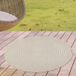 Tapis d'extérieur, beige, rond, design moderne, résistant aux intempéries, robuste. Dimensions : 120 cm (rond)