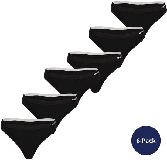 Apollo Morethansocks - Bamboe string dames - 6-Pack - Zwart - Maat S