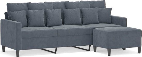 vidaXL Driezitsbank met voetenbank 180 cm fluweel donkergrijs