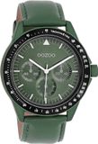 OOZOO Timepieces - Donker groene horloge met groene leren band - C11111
