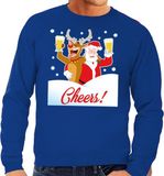 Bellatio Decorations Shoppartners Bv Foute kersttrui cheers met dronken kerstman blauw voor heren XL
