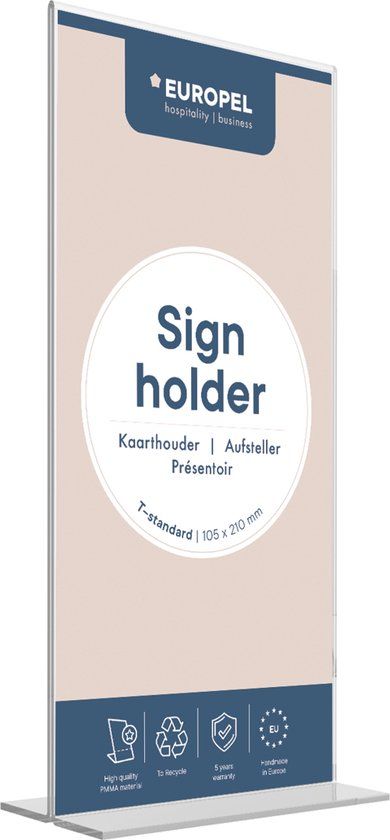 Acryl Kaarthouder - T-standaard - A5 - Transparant