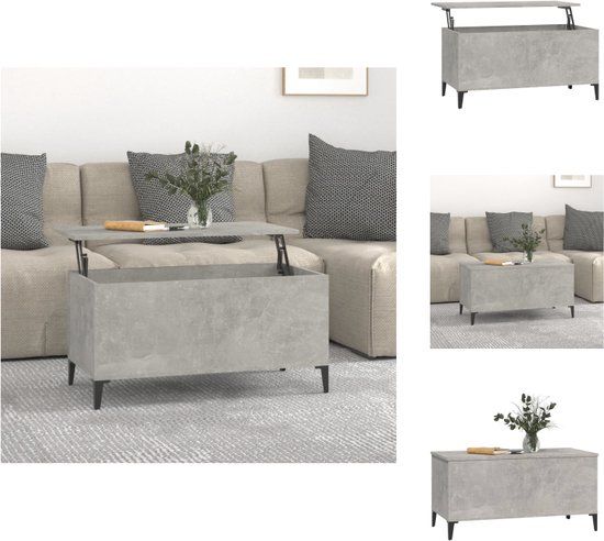 vidaXL Salontafel 90x44,5x45 cm bewerkt hout betongrijs