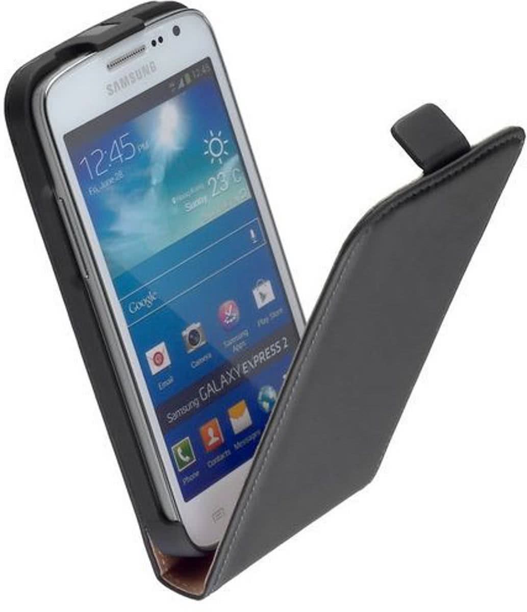 LELYCASE Lederen Flip case Telefoonhoesje Samsung Galaxy Express 2 Zwart