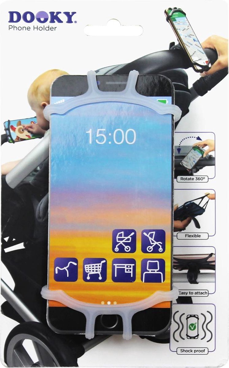 Dooky Telefoonhouder Smartphone Telefoon houder 360* Rotatie Universeel Kinderwagen Fiets Transparant transparant