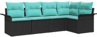 vidaXL Tuinbank Set 5-zits Zwart Polyrattan