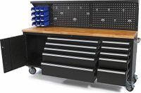 Merkloos / Sans marque 215 CM. Gereedschapswagen / Werkbank met Houten Werkblad incl Achterwand