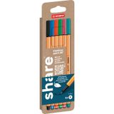 STABILO share Fineliner Zwart, Blauw, Rood, Groen, Pink, Turquoise 0.4 mm 1 stuk(s)