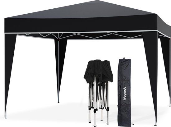 LifeGoods Partytent - Opvouwbaar - 3x3 m - Easy Up - Paviljoen - Vouwtent - Met Draagtas - Zwart