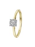 Lucardi Dames Ring met 10 diamanten 0,08ct - Ring - Cadeau - 14 Karaat Goud - Geelgoud