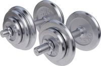 Gorilla Sports Set Dumbells 30 kg - Halterset - Chroom - 30 mm - Dumbbell