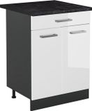 Vicco Keukenonderkast R-Line, Wit Hoogglans/Antraciet, 60 cm