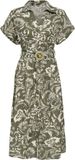 Only Jurk Onljakiri Linen Ss Midi Dress Noos 15357784 Kalamata/white Leafs Dames Maat - L