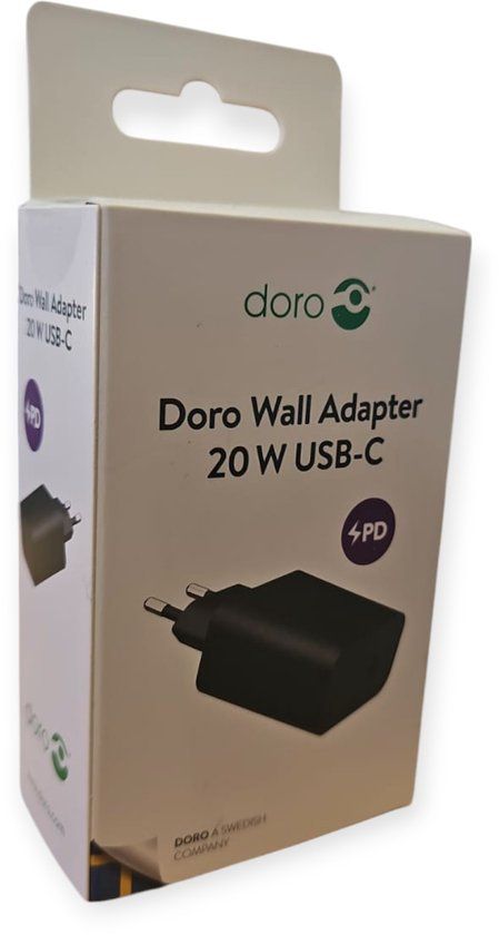 Doro 20W USB-C Wandadapter Zwart
