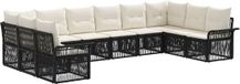vidaXL Tuinbank Set 10-st Zwart Poly Rattan