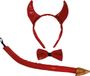 Funny Fashion Duivels verkleed setje - hoorntjes diadeem en staart/strik - rood - verkleed accessoires - Halloween