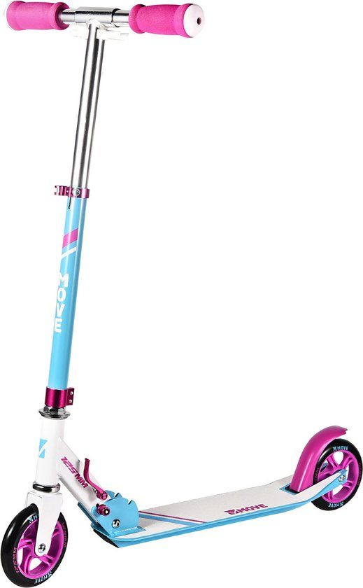 Move 125 Kinderstep - Wit/Blauw - Opvouwbaar - 2 Wielen - 4-10 Jaar