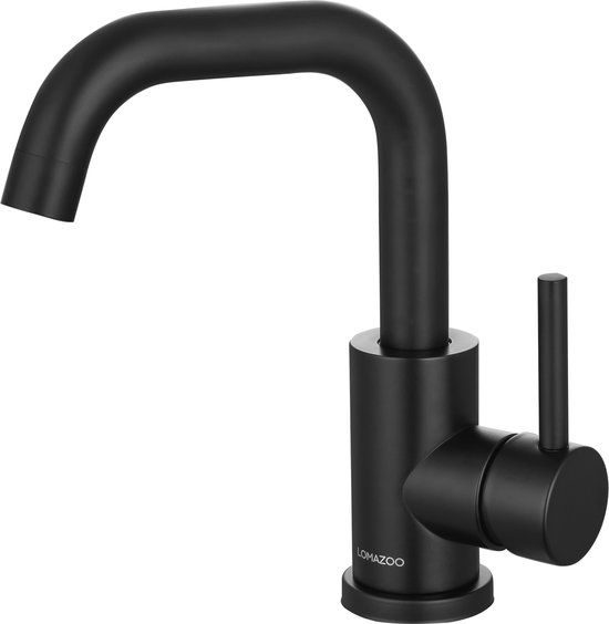 LOMAZOO Pollux Wastafelkraan Zwart - Modern - RVS - 15cm uitloop
