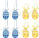 Merkloos / Sans marque Koopman International Decoratie Paaseieren hangend - 12x stuks - geel en blauw - piepschuim - 6 cm
