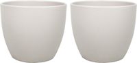 Floran 4x stuks bloempot mat taupe keramiek H15 x D17.5 cm - plantenpotten binnen