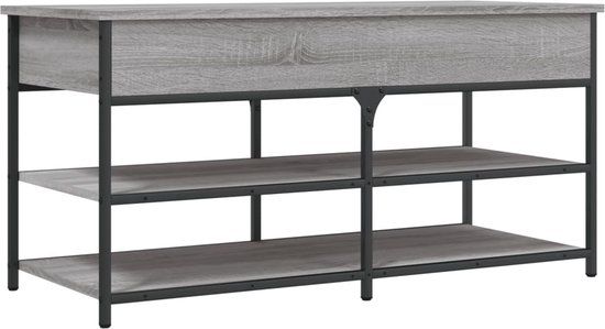vidaXL Schoenenbankje - 100x42,5x50 cm - Bewerkt Hout - Grijs Sonoma Eiken