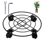 Plant Caddy met wielen Heavy Duty Metalen Ijzer Grote Potplant Stand Houder Beweeg Rond Indoor Outdoor Tuin Patio Bloempot Planter Verstelbare Rolling Dolly Wielen met vergrendeling Zwart 30,5 cm