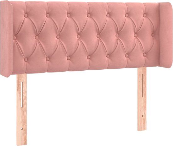 vidaXL Hoofdbord met randen 103x16x78/88 cm fluweel roze