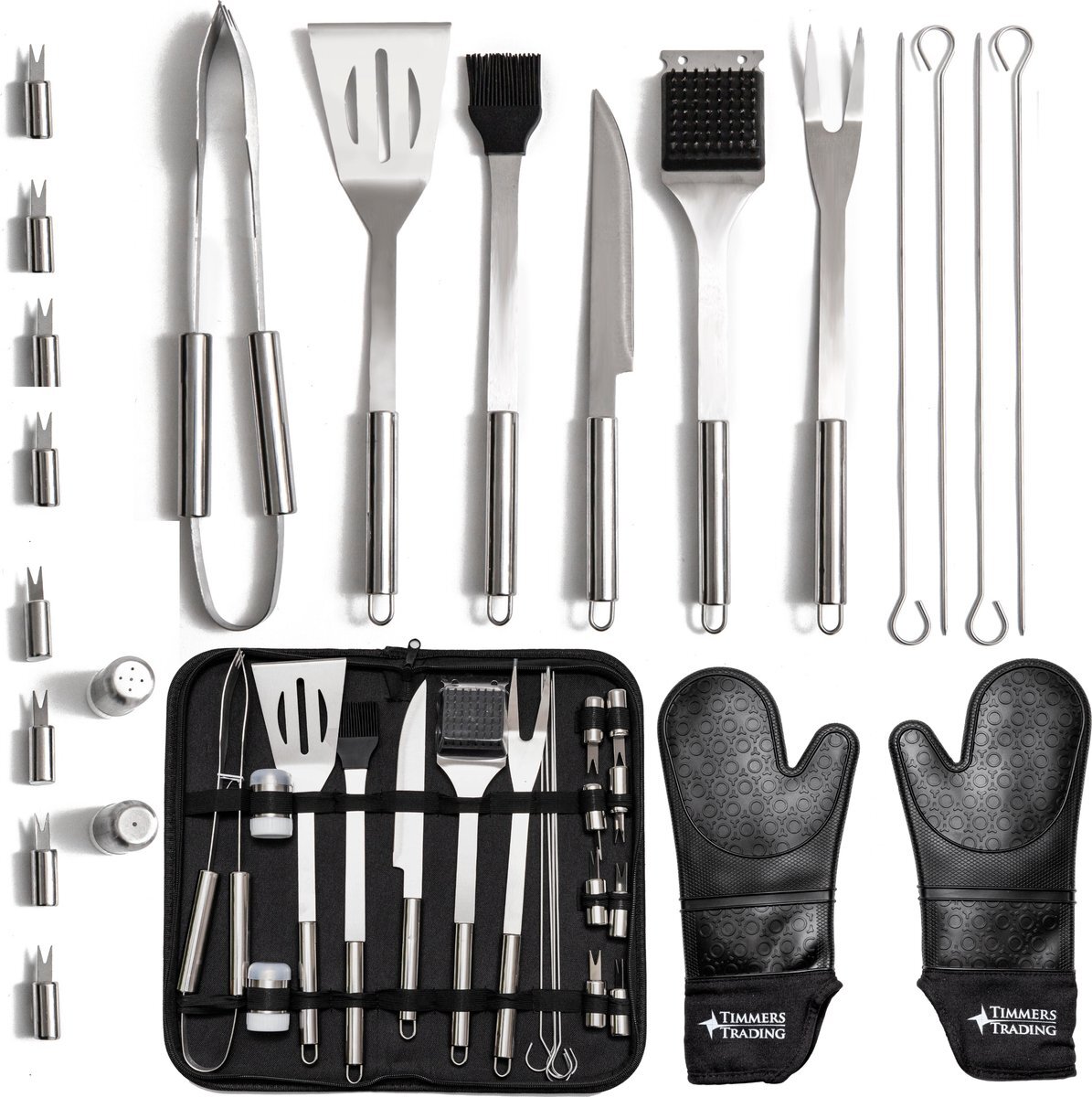 Timmers trading Bbq Accesoires – Bbq Gereedschap – Bbq Set – 23 Delig – RVS –