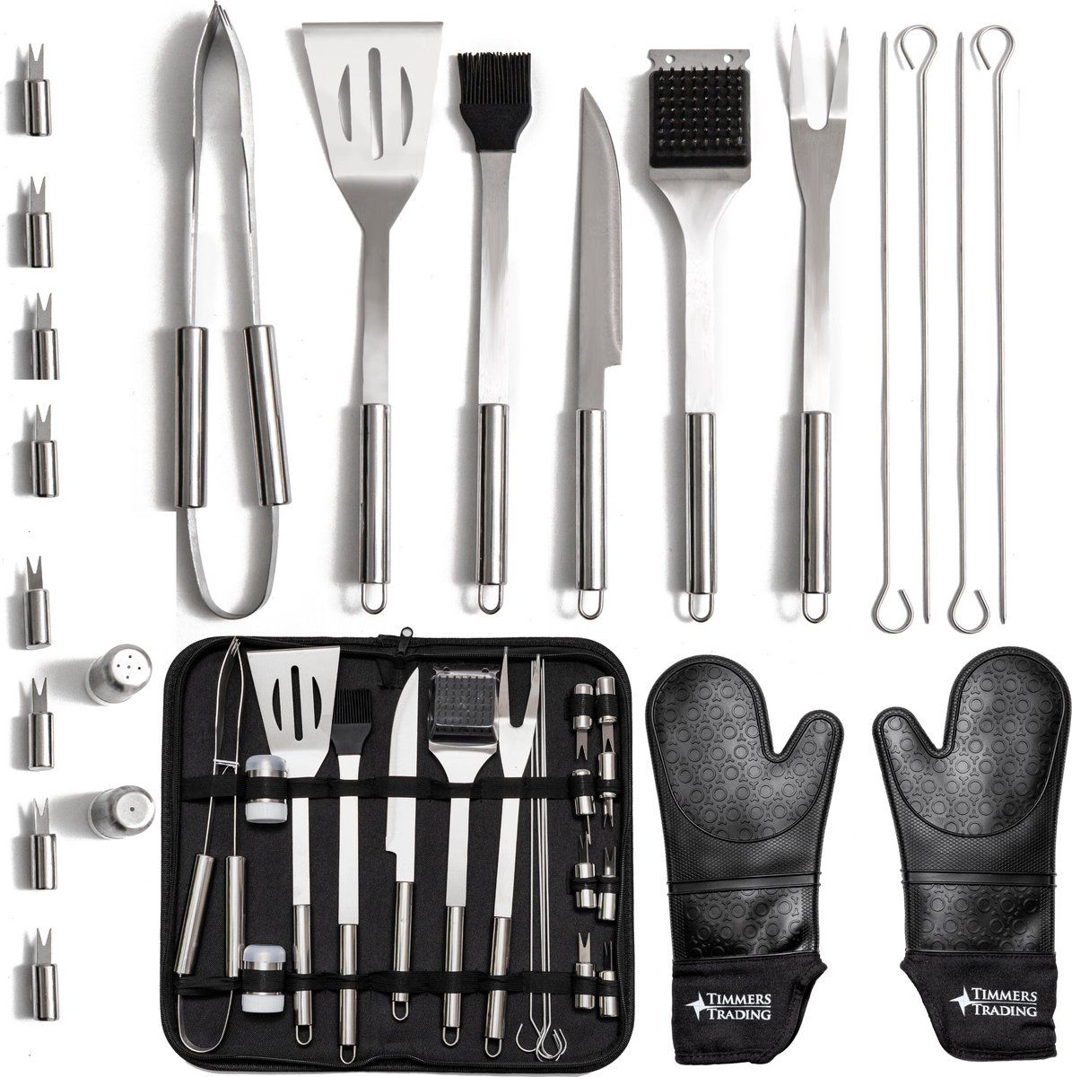 Timmers trading BBQ Accessoires - BBQ Gereedschap - BBQ Set - 23 Delig - RVS - 8720094207087