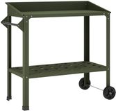 vidaXL Pottafel met wielen 96 x 50 x 89 cm Koudgewalst staal