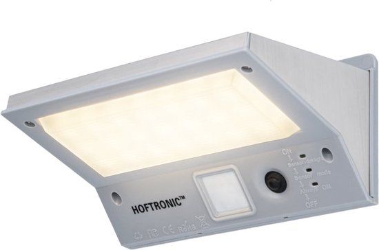 HOFTRONIC Burley - Solar Buitenlamp Wandlamp - Met Bewegingssensor & Inclusief Schemerschakelaar - IP65 Waterdicht - 4000K Neutraal Wit