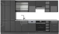 Vicco Fame-Line Complete keukeneenheid – 355 cm, WB Marmer Antraciet Hoogglans