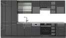 Vicco Fame-Line Complete keukeneenheid – 355 cm, WB Marmer Antraciet Hoogglans