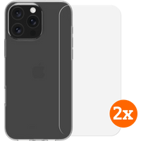 BlueBuilt Back Cover iPhone 16 Pro Max Transparant + Screenprotector Glas Duo Pack