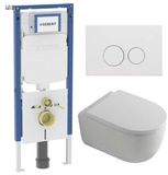 Geberit QeramiQ Dely Swirl Toiletset - 36.3x51.7cm - diepspoel - rimless - Geberit UP720 Duofix Sigma inbouwreservoir - 35mm zitting - mat witte metalen bedieningsplaat - ronde knoppen - mat wit