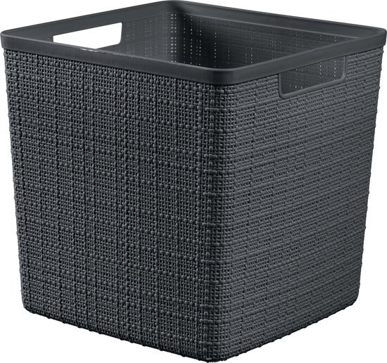 Curver Jute Opbergbox Donkergrijs Cube 17l 27,9x27,9xh27cm Vierkant Deep Shadow