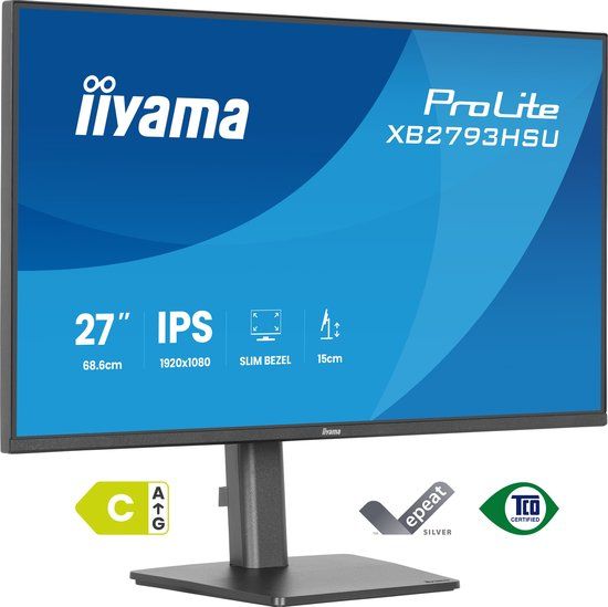 Iiyama ProLite XB2793HSU-B1 - 27 inch - Full HD - IPS - USB-Hub (2x) - verstelbaar
