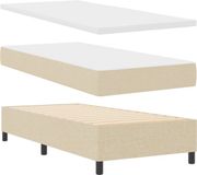 vidaXL LED Boxspringbed met Hoofdeinde, Crème, 100 x 200 cm, Stof